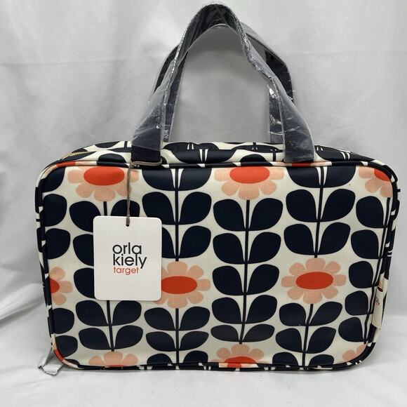 New Orla Kiely “Tall Flower” Weekender Cosmetic Travel Bag Target Rare Pattern - Picture 1 of 14
